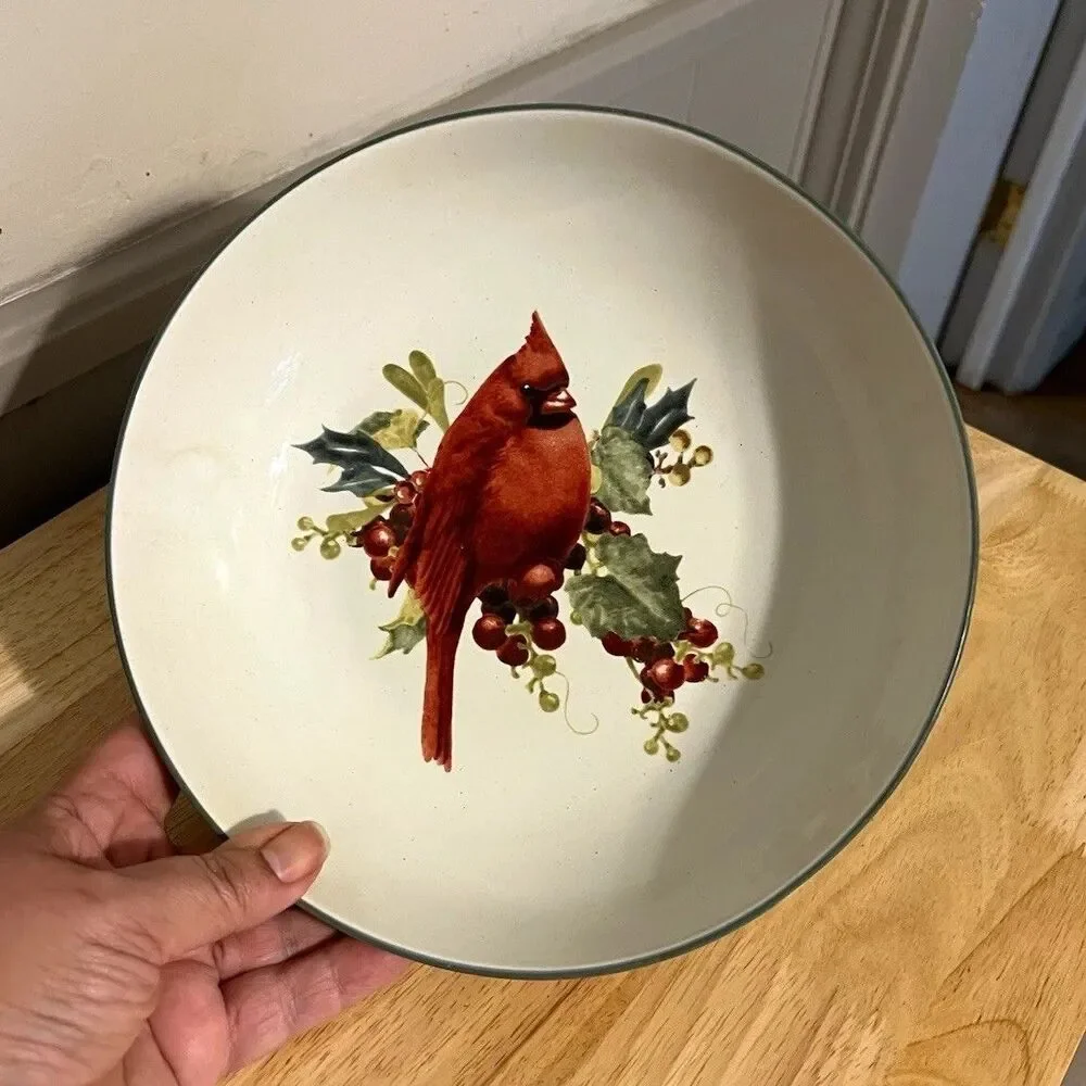 Lenox Winter Greetings Everyday Cardinal Bird Bowl, Microwave & Dishwasher Safe